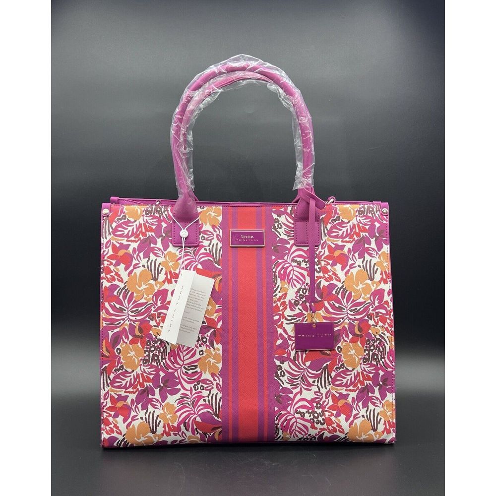 Trina Turk Floral Tote Beach Vacation Bag Crossbody Strap NWT